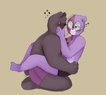 anthro blush brown_body clothing duo eyewear glasses hug male purple_body scar underwear zadscat unicorn_wars padre_(unicorn_wars) sargento_caricias bear mammal 2023 hi_res