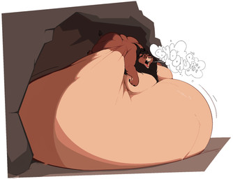 after_vore anthro belly big_belly big_butt big_cheeks black_mane bloated brown_body brown_fur burp_cloud burping butt cave fangs fur half-closed_eyes huge_belly huge_butt hyper hyper_belly light_body light_fur love_handles lying male mane moobs narrowed_eyes on_front open_mouth paws solo tail tail_tuft teeth tired tongue tuft vore vore_implied boot_(artist) disney the_lion_king scar_(the_lion_king) felid lion mammal pantherine 2020 hi_res