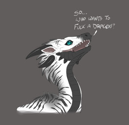 ambiguous_feral ambiguous_gender black_body black_scales cheek_spikes facial_spikes feral green_eyes horn long_neck multicolored_body multicolored_scales open_mouth profanity pupils scales simple_background slit_pupils solo spikes spikes_(anatomy) striped_body stripes teeth text two_tone_body two_tone_scales white_body white_scales flamespitter mythology neyha_(flamespitter) dragon mythological_creature mythological_scalie scalie 2023 bust_portrait english_text lol_comments portrait