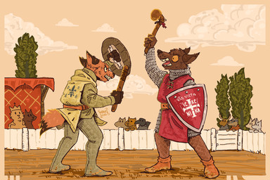 angry anthro armor battle belt belt_buckle boots brown_body brown_fur buckle chainmail clothing club_(weapon) crown dirt duo ears_back eye_contact female fence fight fighting_pose footwear fox_tail fur group headgear holding_club holding_melee_weapon holding_object holding_shield holding_weapon king knight looking_at_another male male/male medieval medieval_armor medieval_clothing medieval_fantasy medieval_shield medieval_style melee_weapon open_mouth orange_body orange_fur pivoted_ears plant pose princess raised_arm round_shield royalty shield shoes spectators symbol tail teeth teeth_showing text tongue tree warrior weapon wearing_crown yellow_eyes mawkvlt reynard_the_fox ysengrin canid canine canis fox mammal wolf 3:2 hi_res