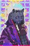 abs anthro clothing crop_top male moon shirt solo topwear vaporwave lotuse elden_ring fromsoftware blaidd_(elden_ring) canid canine canis humanoid hybrid mammal wolf 2:3 absurd_res hi_res