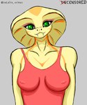 anthro bouncing_breasts breasts clothed clothing exposure_variation fangs female green_eyes head_tilt looking_at_viewer markings nipple_outline nipple_piercing nipples piercing piercing_outline solo teeth val'dira val'dira_(character) cobra reptile scalie snake 5:6 animated short_playtime