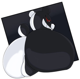 anthro backsack balls big_butt black_body butt butt_focus genetic_chimerism genitals huge_butt looking_at_viewer looking_back male multicolored_body nude plushie presenting rear_view simple_background smile solo split_color tail teddy_bear thick_thighs white_background white_body wide_hips woopyy danganronpa spike_chunsoft monokuma animate_inanimate bear mammal digital_media_(artwork) hi_res