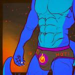 5_fingers abs anthro biped blue_body blue_scales bulge claws clothed clothing embers fingers fire male muscular muscular_anthro muscular_male scales solo standing tail topless underwear semi-colon mythology xanderg dragon mythological_creature mythological_scalie scalie 1:1 2017