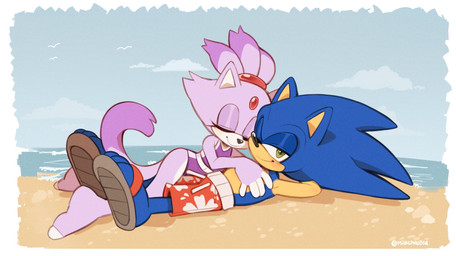 3_toes anthro barefoot beach beachwear blush clothing cloud duo entwined_legs eyes_closed feet female footwear hand_behind_head hand_on_chest hero looking_at_viewer male male/female paws plantigrade princess resting romantic romantic_couple royalty sand sandals sea shoes simple_background sleeping smile swimming_trunks swimwear toes water milkchaotea punkinbuu sega sonic_the_hedgehog_(series) blaze_the_cat sonic_the_hedgehog domestic_cat eulipotyphlan felid feline felis hedgehog mammal hi_res