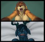 2015 anthro antlers black-kitten blue_eyes canid canine chris_(chris13131415) comic deer dominant dominant_pov double_pov duo female female_pov first_person_view fox hair heterochromia horn jenny_(chris13131415) lol_comments male male/female male_pov mammal open_mouth red_eyes romantic romantic_couple sex submissive submissive_pov