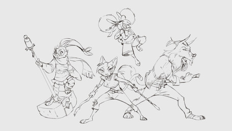 3_toes accessory anthro arnis barefoot beard belt big_mouth_(anatomy) bottomwear bracelet cheek_tuft clasped_hands clothing coat collar denim denim_bottomwear denim_clothing eyes_closed eyewear facial_hair facial_markings facial_tuft feet female floppy_ears fluffy fluffy_tail foot_wraps freckled_face freckles glasses group hair hair_accessory hair_ribbon head_markings head_tuft holding_object holding_weapon hoodie hooves jeans jersey jewelry katana laugh leg_warmers legwear long_ears long_sleeve_shirt long_tail male markings melee_weapon narrowed_eyes neck_tuft oversized_clothing oversized_weapon pants pointy_ears ponytail pupils ribbons scarf shirt short_hair short_tail shorts simple_background skirt slit_pupils snout striped_markings stripes sweater sword tail tied_ears tied_hair toes topwear torn_bottomwear torn_clothing torn_jeans torn_pants tuft twintails_(hairstyle) warhammer_(weapon) weapon wearing_glasses whisker_spots wraps ruffu pepper_in_the_sandbox asukaru_(ruffu) merina_(ruffu) paddy_(ruffu) pepper_(ruffu) bovid canid canine canis caprine domestic_sheep felid feline lagomorph leporid mammal merino_sheep rabbit serval sheep wolf 16:9 digital_drawing_(artwork) digital_media_(artwork) hi_res sketch widescreen