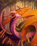 2017 ambiguous_gender digital_media_(artwork) dragon feral hi_res horn iovin mythological_creature mythological_scalie mythology scalie smile solo spines tail yellow_eyes