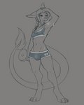 2018 4:5 anthro athletic_wear big_tail bodily_fluids bottomwear bra braided_hair broken_heart bulge claws clothing collarbone digital_media_(artwork) dumbbell exercise eyebrows felid fur green_eyes gym_bottomwear gym_shorts gynomorph hair half-closed_eyes hybrid intersex mammal midriff narrowed_eyes navel shorts solo sports_bra sweat tail toe_claws topwear tyroo underwear vrerki weights workout