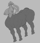 areola big_breasts breasts female huge_breasts looking_at_viewer monster_girl_(genre) nipples nude small_torso solo jadf european_mythology greek_mythology monster_musume mythology centorea_shianus_(monster_musume) centaur equid equid_taur humanoid_taur mammal mammal_taur taur hi_res monochrome