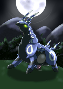 animal_genitalia animal_penis balls big_balls equine_genitalia equine_penis feral genitals glowing glowing_eyes green_eyes half-erect light male moonlight night overweight penis penis_tip pink_penis solo alex.fetter nintendo pokemon corus_(flintzell) generation_5_pokemon pokemon_(species) scolipede absurd_res hi_res