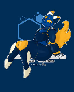 anthro big_butt biped blue_background blue_body blue_skin butt clothed clothing female fire flaming_tail huge_butt looking_at_viewer machine mascot metallic_body multicolored_ears orange_eyes orange_tail simple_background sitting smile smiling_at_viewer solo tail text thick_thighs white_nose rodd.y e621 esix android felid feline mammal robot 2022 4:5 absurd_res digital_drawing_(artwork) digital_media_(artwork) english_text hi_res