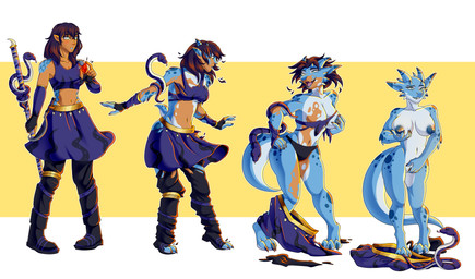 2_horns abstract_background ambiguous_feral ambiguous_gender anthro big_breasts biped black_boots black_clothing black_footwear black_hair blue_body blue_eyes blue_nipples blue_scales boots bottomwear breasts claws clothed clothed_female clothed_human clothing countershade_torso countershading discarded_clothing female female_anthro feral fingerless_gloves flesh_fang footwear forked_tongue gem genitals gloves hair handwear holding_object holding_staff horn human_to_anthro humanoid_pointy_ears magic markings masturbation mid midriff navel nipples non-mammal_breasts non-mammal_nipples non-mammal_vulva nude nude_anthro nude_female pointy_ears purple_bottomwear purple_clothing purple_skirt red_gem scales self_grope shoes skirt slim_anthro slim_female snout solo species_transformation spots spotted_body spotted_scales staff standing tail tan_body tan_skin tapering_tail tongue transformation transformation_sequence vaginal vaginal_masturbation vulva katzepunk human kobold mammal reptile scalie snake 2025 absurd_res digital_drawing_(artwork) digital_media_(artwork) full-length_portrait hi_res portrait smaller_version_at_source