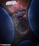 anthro black_body bodily_fluids breasts claws clothed clothing extreme_size_difference feet female fingers foot_fetish foot_focus foot_play fur interspecies larger_female looking_at_viewer macro male male/female micro musk musk_clouds open_mouth pawpads paws size_difference smaller_male smile solo sweat text toes drunkarcher epic_games fortnite pack_leader_highwire animal_humanoid canid canine canis human humanoid mammal wolf digital_media_(artwork) hi_res