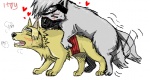 all_fours blush breath canid canine canis collaboration digital_media_(artwork) digitigrade doggystyle domestic_dog duo eyes_closed female female_penetrated feral feral_on_feral from_behind_position heart_symbol iscribble_(artwork) japanese_text kakashi_hatake male male/female male_penetrating male_penetrating_female mammal mizzkie naruto panting penetration penile penile_penetration penis_in_pussy quadruped sex simple_background tail temari text vaginal vaginal_penetration white_background