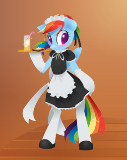 accessory anthro anthrofied bendy_straw beverage blue_body blue_feathers blue_fur blush bread butter clothing dairy_products drinking_straw feathered_wings feathers female food frilly frilly_accessory frilly_hairband fur hair hair_accessory hairband looking_at_viewer maid_uniform multicolored_hair multicolored_tail purple_eyes rainbow_hair rainbow_tail simple_background smile solo tail toast uniform wings sunflic friendship_is_magic hasbro my_little_pony mythology rainbow_dash_(mlp) equid equine mammal mythological_creature mythological_equine pegasus
