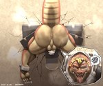 anthro anus armor backsack balls barazoku big_butt butt genitals kemono male penis perineum solo stuck tan_balls tan_perineum through_wall tongue tongue_out seitora dragon_quest dragon_quest:_the_adventure_of_dai square_enix crocodine crocodile crocodilian crocodylid reptile scalie 2021 censored hi_res