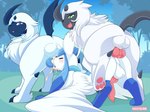 4:3 absol all_fours anal anal_penetration animal_genitalia animal_penis backsack balls blue_eyes blue_penis blush bodily_fluids butt canine_genitalia canine_penis cum cum_in_mouth cum_inside eeveelution erection eyes_closed feathered_wings feathers fellatio feral from_behind_position fur generation_3_pokemon generation_4_pokemon genital_fluids genitals glaceon green_eyes group group_sex hi_res horn kine_(absol) knot male male/male male_penetrated male_penetrating male_penetrating_male neroj nikkibunn nintendo open_mouth oral oral_penetration outside penetration penile penile_penetration penis penis_in_ass pokemon pokemon_(species) raised_tail scarf sex smile spitroast tail threesome white_body white_fur wings