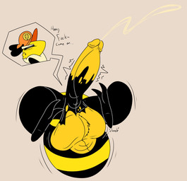 anthro balls big_balls big_penis bodily_fluids cum cumshot ejaculation genital_fluids genitals huge_balls huge_penis male penis solo lewdy_toon buzzlee_(lewdy_toon) arthropod bee hymenopteran insect absurd_res hi_res
