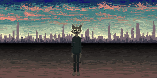 anthro barefoot black_bottomwear black_clothing black_pants bottomwear brown_body brown_fur city cityscape clothing detailed_background feet fur green_sky grey_clothing grey_shirt grey_topwear male pants shirt sky solo surrealism thousand_yard_stare topwear demensa canid canine mammal 2022 2:1 digital_media_(artwork) hi_res pixel_(artwork)