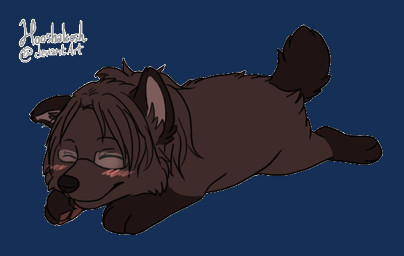 ambiguous_gender blush brown_body brown_fur chibi eyewear feral feralized fluffy fur glasses quadruped solo tail tail_motion tailwag ouivon attack_on_titan hange_zoe canid canine canis mammal wolf 2013 animated