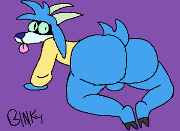 2_horns 2_toes anthro backsack balls big_butt black_eyes blue_body blue_fur blue_hair blue_nose blue_sclera bottomless bouncing_balls bouncing_butt butt butt_focus clothed clothing feet fur genitals grey_horn hair hooves horn huge_butt looking_at_viewer looking_back male purple_background rear_view shirt simple_background solo toes tongue tongue_out topwear twerking yellow_clothing yellow_shirt yellow_topwear sketchybun pizza_tower rolobi bovid caprine goat mammal 2023 2d_animation animated animated_gif loop low_res short_playtime