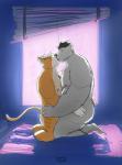 anthro bed belly butt duo eyes_closed furniture gentle_giant hug kissing male male/male moobs nipples overweight overweight_male romantic romantic_couple size_difference nastybearz lenny_(nastybearz) towel_(nastybearz) bear felid feline mammal 2019 absurd_res hi_res