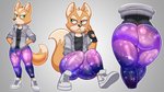 anthro big_butt blush bottomwear bulge butt clothing cosmic_clothing cosmic_print femboy footwear green_eyes jacket leggings legwear male shoes sneakers solo thick_thighs tight_clothing tights topwear acstlu nintendo star_fox fox_mccloud canid canine fox mammal 2021 absurd_res hi_res