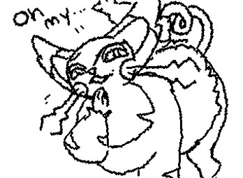 curled_tail dialogue dipstick_ears ear_markings female feral fur hand_on_chin lidded_eyes looking_at_viewer mole_on_cheek multicolored_ears oh_my open_mouth open_smile overweight overweight_female overweight_feral playful quadruped simple_background smile solo tail text whiskers white_background huwon nintendo pokemon felid feline generation_4_pokemon mammal pokemon_(species) purugly 2026 animated black_and_white digital_media_(artwork) english_text low_res monochrome sketch subtle_animation