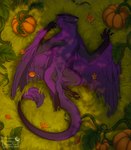 ambiguous_gender autumn black_body black_claws black_fur claws feral food fruit fur grass leaf plant pumpkin purple_body purple_fur solo teeth endermoonfur european_mythology mythology wyvusk dragon furred_dragon furred_scalie mythological_creature mythological_scalie scalie western_dragon wyvern hi_res signature