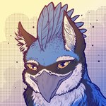 blue_body blue_feathers feathers feral male poster solo yellow_eyes dragonlovers natoli mythology avian gryphon mythological_avian mythological_creature 1:1 digital_media_(artwork) portrait