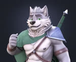 anthro armor cape chest_tuft claws clothed clothing fangs finger_claws fur green_eyes head_tuft humor jewelry male melee_weapon multicolored_body multicolored_fur muscular muscular_anthro muscular_male neck_tuft nipples partially_clothed pawpads pendant simple_background smile solo sword teeth topless topless_anthro topless_male tuft two_tone_body two_tone_fur weapon weapon_on_back lucyon far_beyond_the_world_(series) michael_rosen ranok_(far_beyond_the_world) canid canine canis mammal wolf 3d_(artwork) 3d_animation animated digital_media_(artwork) meme short_playtime sound webm