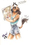 agitated annoyed anthro bottomwear clothing ears_down female lost map pivoted_ears shirt shorts simple_background snarling solo stomping topwear white_background heather_bruton european_mythology greek_mythology mythology minerva_(newenglander) bovid bovine mammal minotaur mixed_media pen_(artwork) traditional_media_(artwork) watercolor_(artwork)