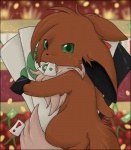 ambiguous_gender brown_body brown_fur card card_hand card_in_mouth fur green_eyes holding_card holding_object holding_single_card looking_at_viewer looking_back looking_back_at_viewer mouth_hold nude object_in_mouth solo tail rannoyin nintendo pokemon canid canine eevee generation_1_pokemon mammal pokemon_(species)