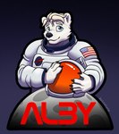 astronaut badge blonde_hair blue_eyes hair spacesuit astralynx bear mammal polar_bear ursine hi_res