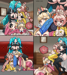 abdominal_bulge ahegao animal_genitalia animal_penis apron balls bedroom belly big_belly big_breasts big_butt big_penis bikini blonde_hair blue_hair blue_penis blush bodily_fluids bow_ribbon braided_hair breasts butt clothing collar costume cum cum_in_vagina cum_inside deep_penetration doggystyle ears_up equine_genitalia equine_penis fellatio female from_behind_position fur genital_fluids genitals group gynomorph gynomorph/female gynomorph_penetrating hair hair_grab heart_symbol heterochromia huge_breasts huge_butt human_on_humanoid imminent_sex impregnation intersex intersex/female intersex_penetrating interspecies kissing leash leash_pull legwear licking looking_pleasured maid_apron maid_bikini maid_headdress maid_uniform oral ovum ovum_with_heart penetration penile penis penis_lick pink_body pink_eyes pink_fur pink_hair rabbit_ears red_eyes reverse_bunny_costume ribbons rough_sex scut_tail sex short_tail sitting sperm_cell swimwear tail thick_thighs thigh_highs tongue touching_hair trio two-piece_swimsuit uniform vein veiny_penis coffeexcoco mihoyo zenless_zone_zero akeno_(itsnafulol) alice_thymefield zhao_(zenless_zone_zero) animal_humanoid human humanoid lagomorph lagomorph_humanoid leporid_humanoid mammal mammal_humanoid rabbit_humanoid absurd_res comic hi_res