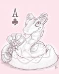 ace_of_clubs card card_template clubs_(suit) cybernetic_arm cybernetic_limb cybernetics female feral forked_tongue legless machine playing_card playing_card_template poker solo suit_symbol tongue flinters cam_(tenpoundhammer) reptile scalie snake 4:5 hi_res