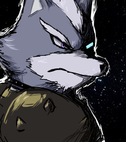 angry anthro black_nose cheek_tuft eyebrows facial_tuft fur grey_body grey_fur hair head_tuft male purple_eyes solo spikes tuft white_body white_fur white_hair nintendo-jr nintendo star_fox wolf_o'donnell canid canine canis mammal wolf 2015 headshot_portrait portrait