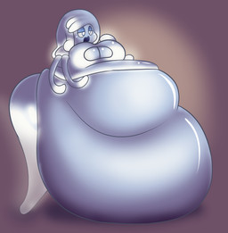 belly big_belly big_breasts blue_body blue_clothing blue_dress blue_eyes blue_skin breasts clothed clothing dress female hair huge_belly huge_breasts hyper hyper_belly inflation morbidly_obese morbidly_obese_female not_furry obese obese_female overweight overweight_female solo tentacles weight_gain sweer-tomato quasi ghost quasi-ghost spirit absurd_res hi_res
