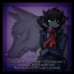 anthro black_border blue_eyes border collar female looking_away scarf solo tail mira_hall mythology wolf's_rain blue_(wolf's_rain) canid canine canis mammal mythological_canine mythological_creature werecanid werecanine werecreature werewolf wolf 1:1