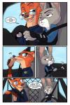 2017 akiric anthro beverage bulletproof_vest canid canine car clothed clothing coffee comic container cup dialogue disney disposable_cup drinking driving duo english_text eyewear female fox inside_car judy_hopps lagomorph leporid male mammal nick_wilde police police_uniform rabbit red_fox seatbelt sitting speech_bubble sunglasses text true_fox uniform vehicle zootopia
