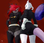 anthro anthrofied breasts camel_toe clothed clothing duo female gloves handwear schizy nintendo pokemon cosmic_(cosmicmewtwo) zasha_(cosmicmewtwo) canid canine felid feline generation_1_pokemon generation_5_pokemon legendary_pokemon mammal mewtwo pokemon_(species) zoroark 2022 absurd_res hi_res