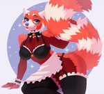 anthro blue_eyes blue_nose bra choker clothing female fur jewelry legwear lingerie long_tail looking_at_viewer maid_uniform necklace red_body red_fur solo stockings tail thigh_highs underwear uniform il'ka ailurid mammal red_panda hi_res