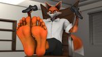 5_toes anthro barefoot black_clothing black_footwear black_shoes bottomwear chair clothing cunning dominant dominant_anthro dominant_male feet first_person_view foot_focus footwear fox_tail furniture hindpaw humanoid_feet inside looking_at_viewer male no_shoes office_chair office_clothing on_chair pants paws plantigrade red_body shirt shoes shoes_removed sitting sitting_on_chair smile smirk smug soles solo teasing toes topwear white_clothing white_shirt white_topwear wiggle alexreindeer warfaremachine_(modeler) canid canine fox mammal red_fox true_fox model sly 16:9 3d_(artwork) digital_media_(artwork) hi_res source_filmmaker_(artwork) widescreen