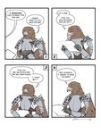 anthro armor beak clothing dialogue holding_object holding_paper humor male paper reading reading_aloud reading_paper solo text wings xanadium elden_ring elden_ring_nightreign fromsoftware guardian_(nightreign) avian bird 3:4 comic english_text hi_res