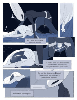 anthro ass_up bed bedroom bedroom_sex biped black_body black_eyes blush blush_lines bodily_fluids border bottomless bottomless_female bottomless_humanoid breath clothed clothing detailed_background dialogue dildo dildo_in_vagina dildo_insertion dirty_talk doggystyle duo empty_eyes eye_contact female female/female female_anthro female_humanoid from_behind_position furniture genital_fluids genitals hair hair_down heart_symbol humanoid_on_anthro inside long_hair looking_at_another looking_at_partner mouthless nude nude_anthro nude_female on_bed penetration sex sex_toy sex_toy_in_vagina sex_toy_insertion speech_bubble strapon strapon_in_pussy strapon_sex stuttering sweat sweatdrop talking_to_another talking_to_partner text toying_partner vaginal vaginal_fluid_string vaginal_fluids vaginal_fluids_on_leg vaginal_penetration vulva white_body white_border white_eyes white_hair white_vulva justdog hollow_knight:_silksong hollow_knight_(franchise) team_cherry hornet_(hollow_knight) lace_(hollow_knight:_silksong) arthropod humanoid 2025 comic digital_drawing_(artwork) digital_media_(artwork) english_text hi_res