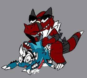 anal anal_orgasm anal_penetration anthro bodily_fluids cum cum_from_ass cum_in_ass cum_inside duo ejaculation eyewear feral genital_fluids hands-free heart_eyes heart_symbol male male/male orgasm penetration red_body red_scales scales sex sunglasses gravel_pit_(artist) nintendo pokemon karigami_(gravel_pit) shades_(screamoshaymin) generation_5_pokemon generation_8_pokemon hisuian_form hisuian_samurott krookodile pokemon_(species) regional_form_(pokemon) samurott scalie