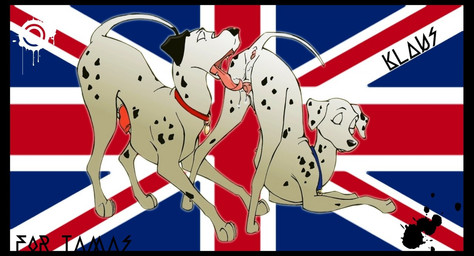 abstract_background animal_genitalia animal_vulva anus ass_up black_nose bodily_fluids canine_genitalia canine_vulva collar cunnilingus duo erection eyes_closed female feral feral_on_feral flag genitals male male/female nude oral penis quadruped saliva sex teats tongue tongue_out union_jack vaginal vulva klaus_doberman 101_dalmatians disney perdita pongo canid canine canis dalmatian domestic_dog mammal