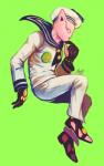 clothed clothing cosplay footwear fully_clothed gloves green_background handwear hat headgear headwear looking_at_viewer male pink_eyes sailor_uniform shoes simple_background smile solo yellow_sclera raiphen jojo's_bizarre_adventure killer_queen yoshikage_kira_(jojolion) animal_humanoid cat_humanoid felid felid_humanoid feline feline_humanoid humanoid mammal mammal_humanoid stand_(jjba) 2016 hi_res meme