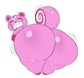 anthro big_butt blush butt butt_focus eyes_closed female huge_butt pink_body silly_face smile solo tail wiggle wiggle_lines dagothurfanclub animal_crossing nintendo peanut_(animal_crossing) mammal rodent sciurid tree_squirrel hi_res